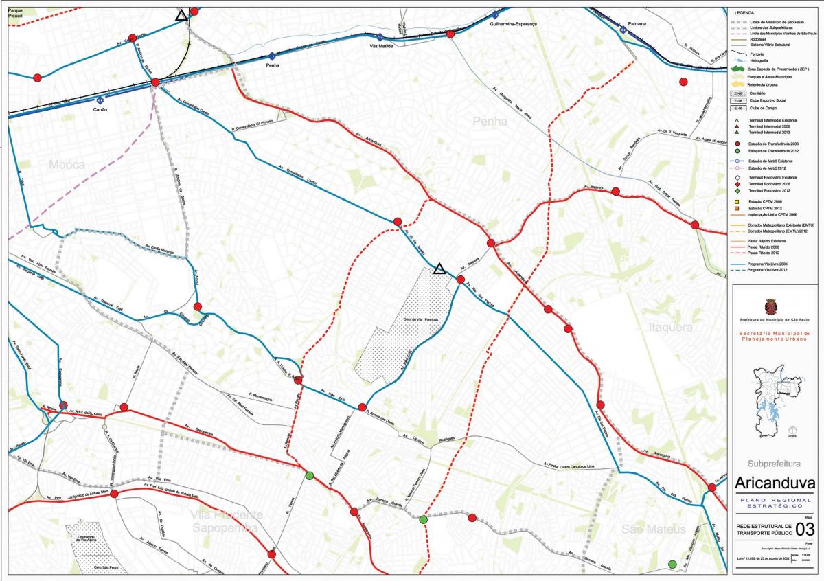 Kaart van Aricanduva-Vila Formosa São Paulo - het Openbaar vervoer