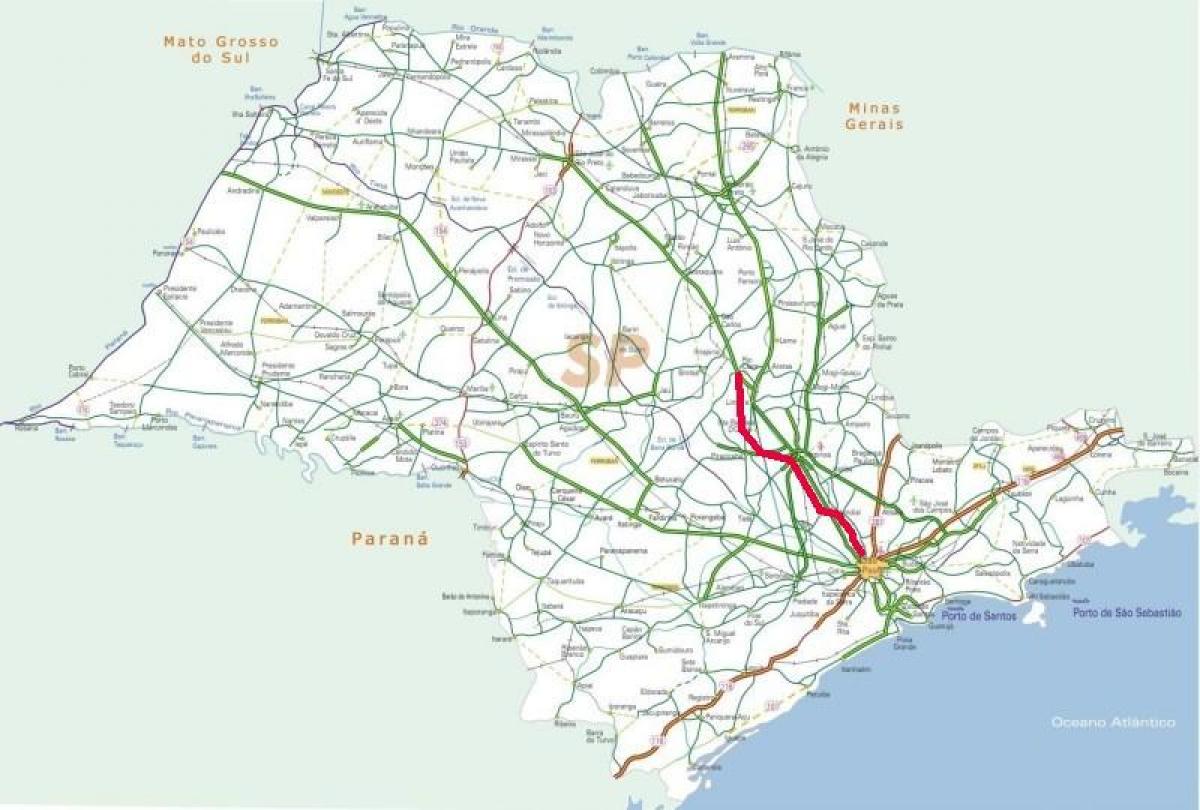 Kaart van Bandeirantes highway - SP 348