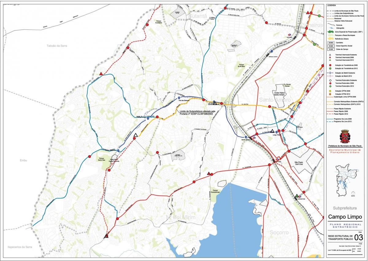 Kaart van Campo Limpo São Paulo - het Openbaar vervoer