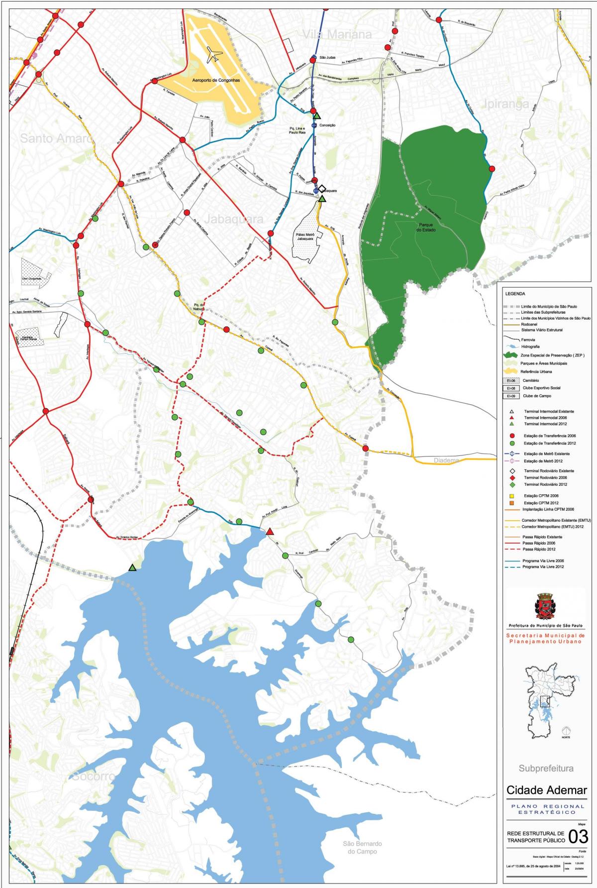 Kaart van Cidade Ademar São Paulo - het Openbaar vervoer
