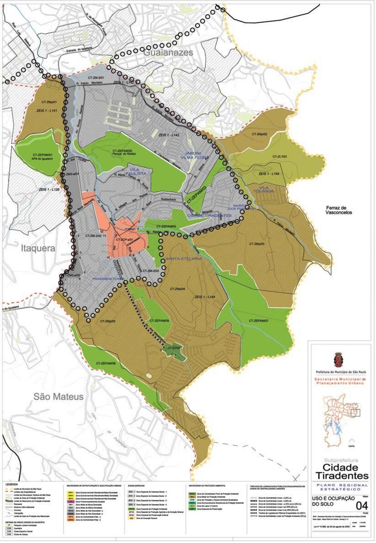 Kaart van Cidade Tiradentes-São Paulo - Bezetting van de bodem