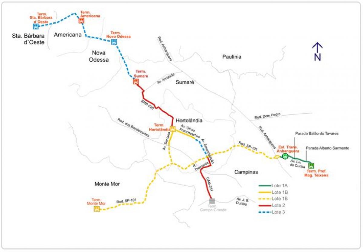 Kaart van corredor metropolitano Biléo Soares