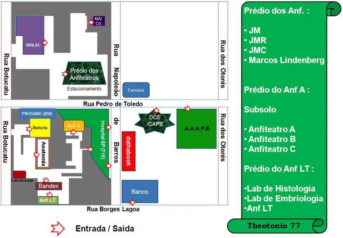 Kaart van de federale universiteit van São Paulo - UNIFESP