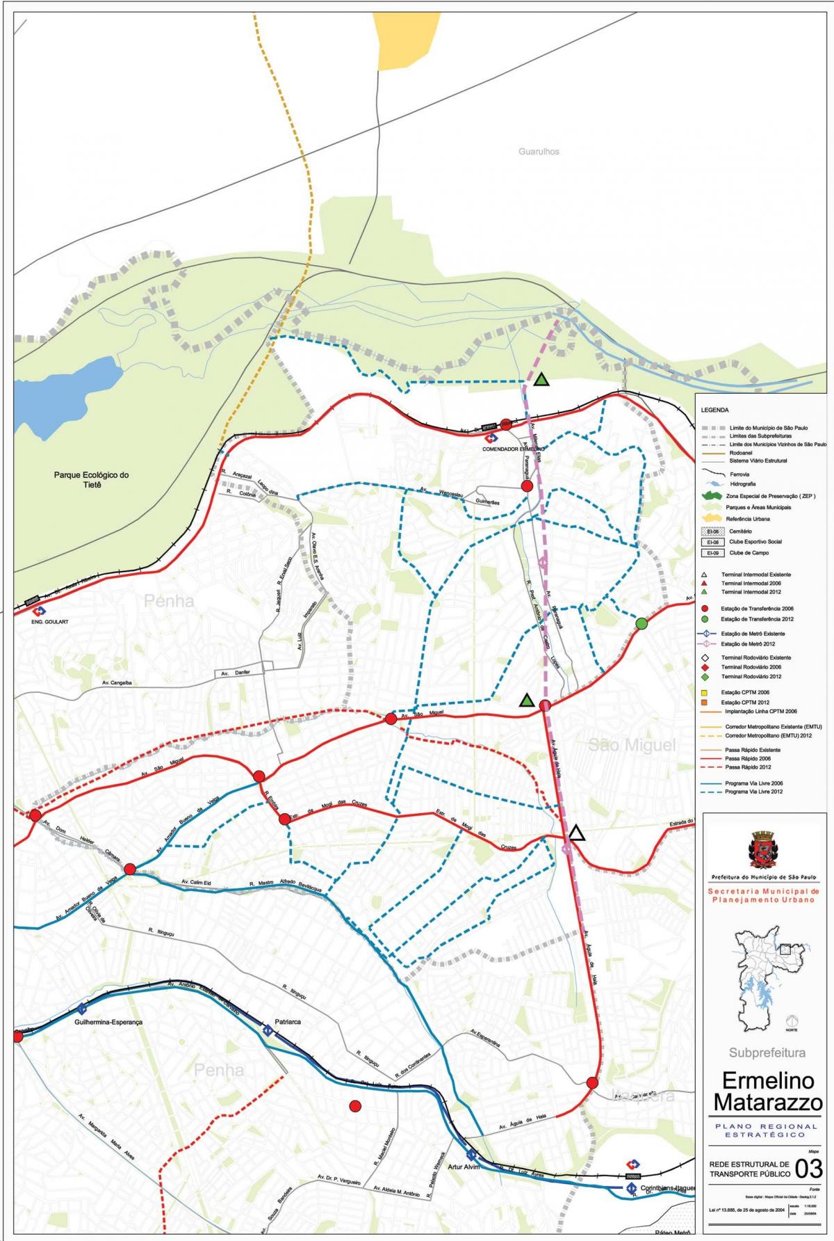 Kaart van Ermelino Matarazzo São Paulo - het Openbaar vervoer
