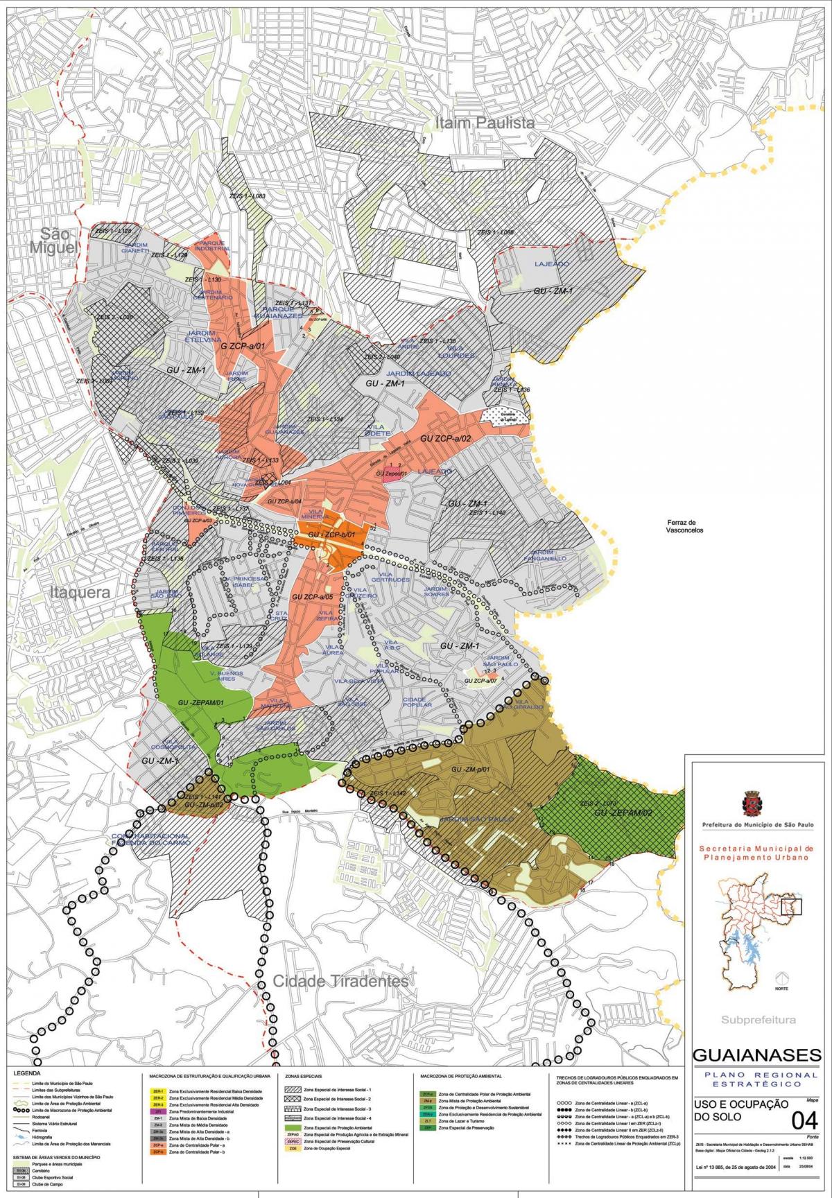 Kaart van Guaianases São Paulo - Bezetting van de bodem