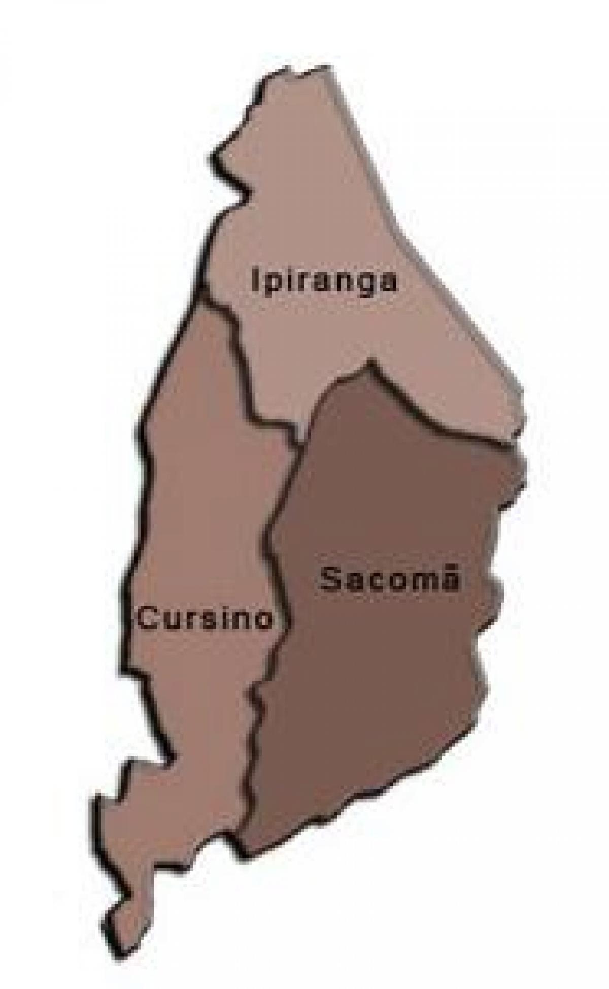 Kaart van Ipiranga sub-prefectuur
