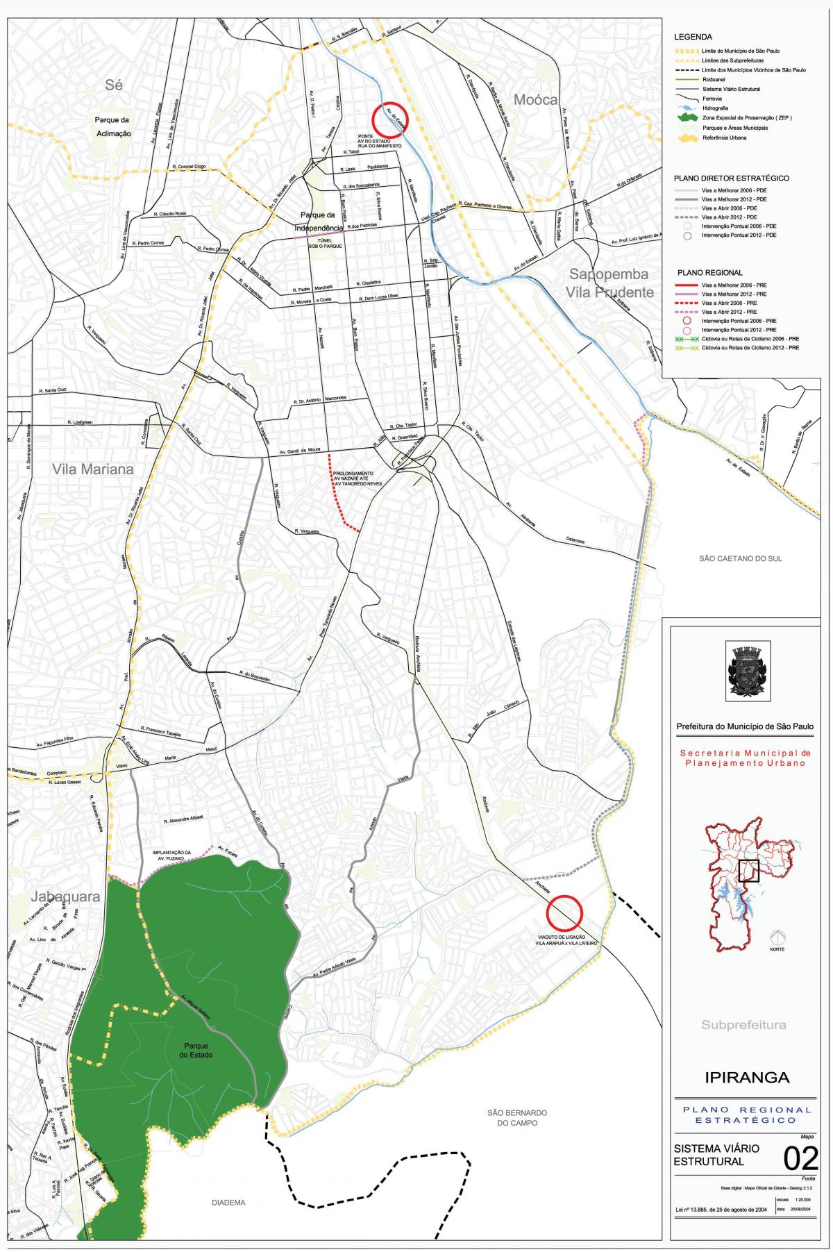 Kaart van Ipiranga São Paulo - Wegen