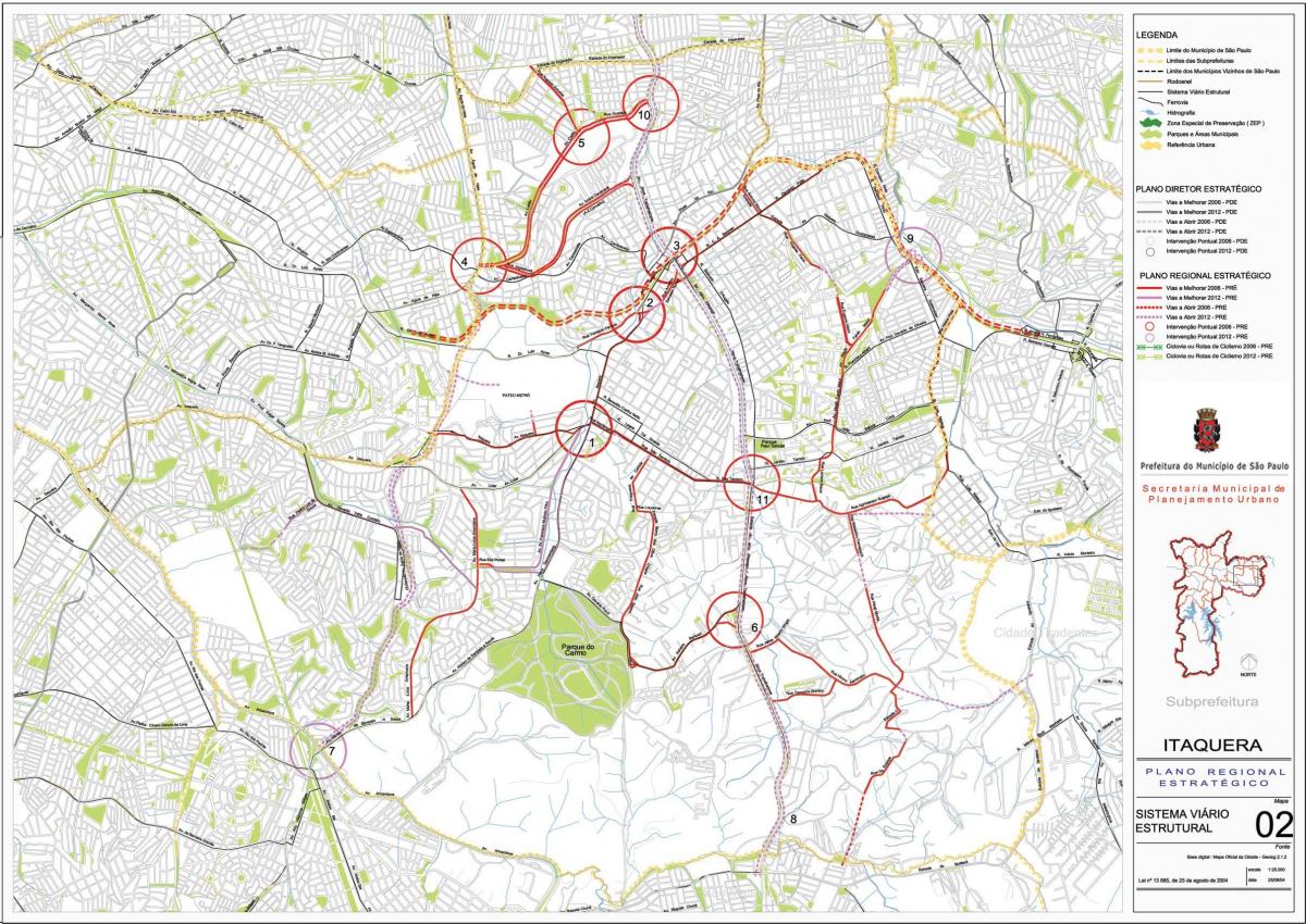 Kaart van Itaquera São Paulo - Wegen