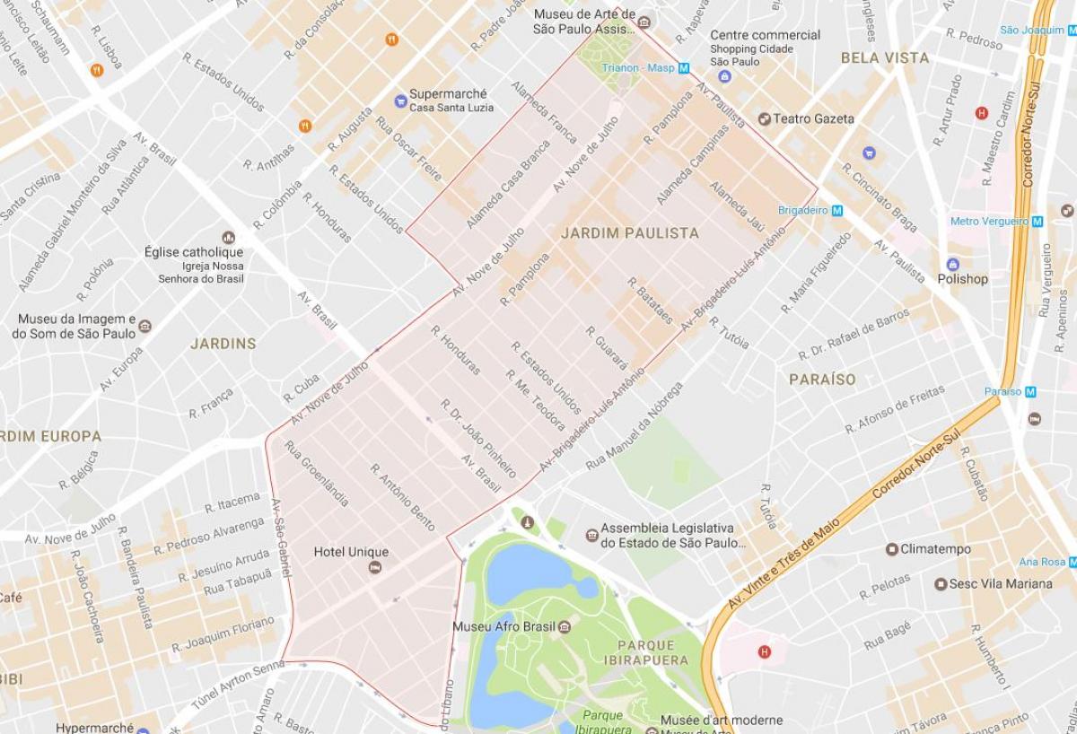 Kaart van de Jardim Paulista van São Paulo