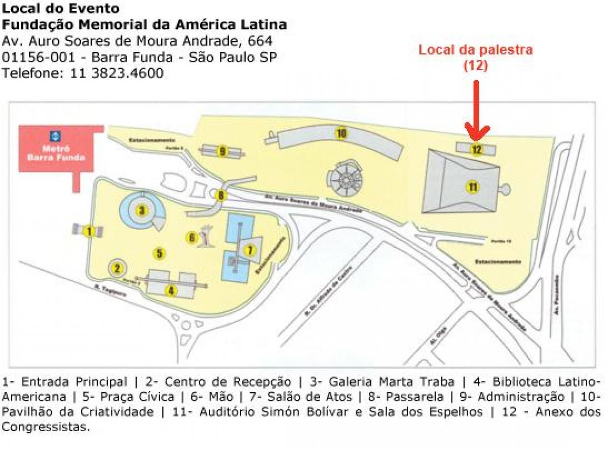 Kaart van latijns-Amerika Memorial São Paulo