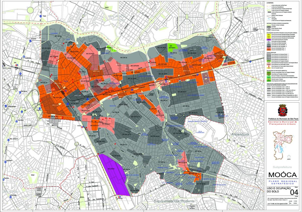 Kaart van Mooca São Paulo - Bezetting van de bodem