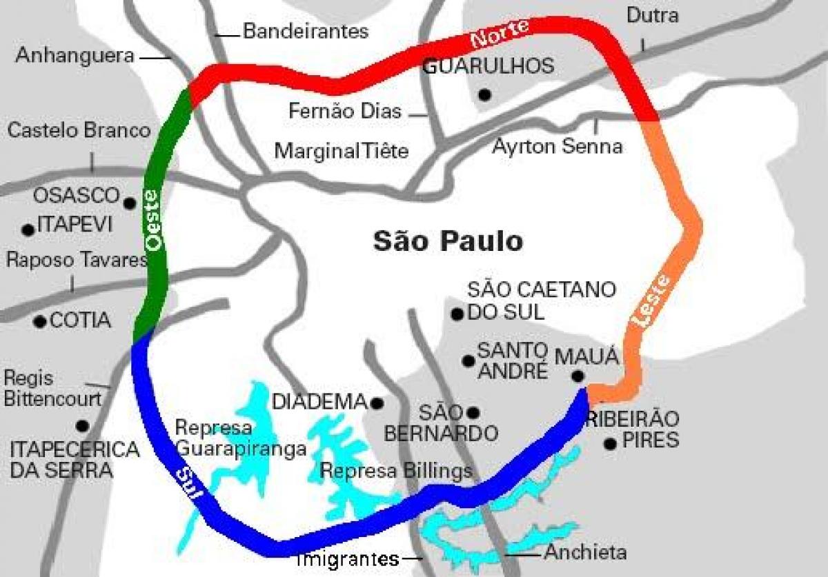 Kaart van Mário Covas highway - SP 21