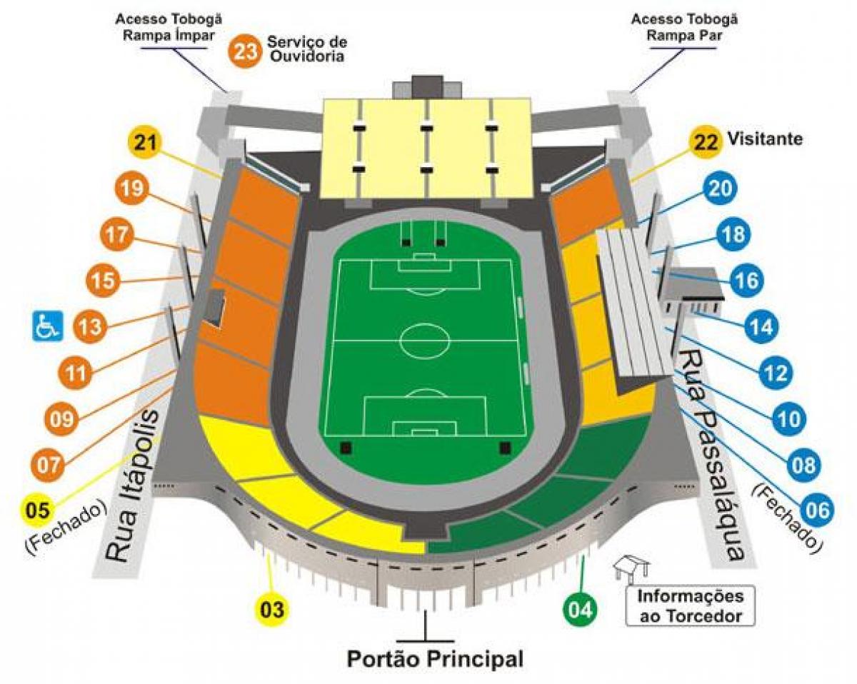Kaart van Pacaembu São Paulo stadion