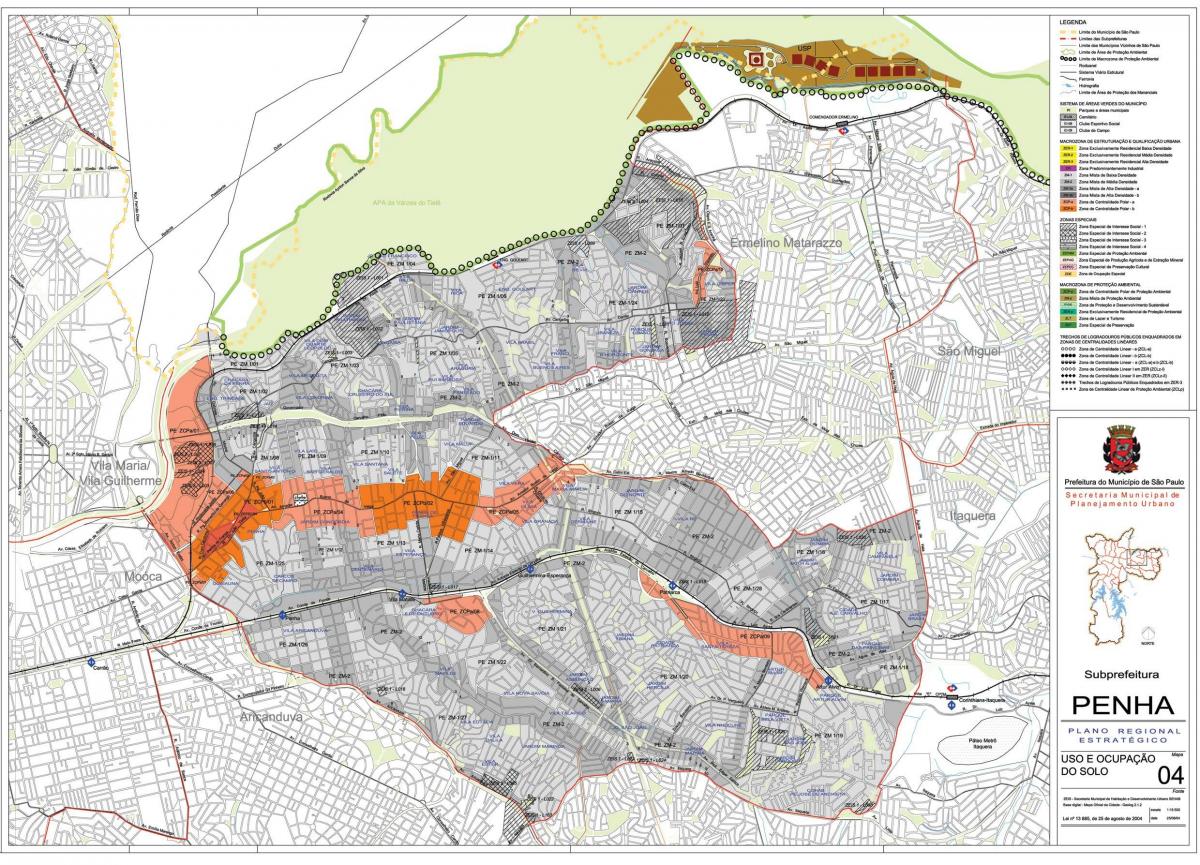 Kaart van Penha São Paulo - Bezetting van de bodem