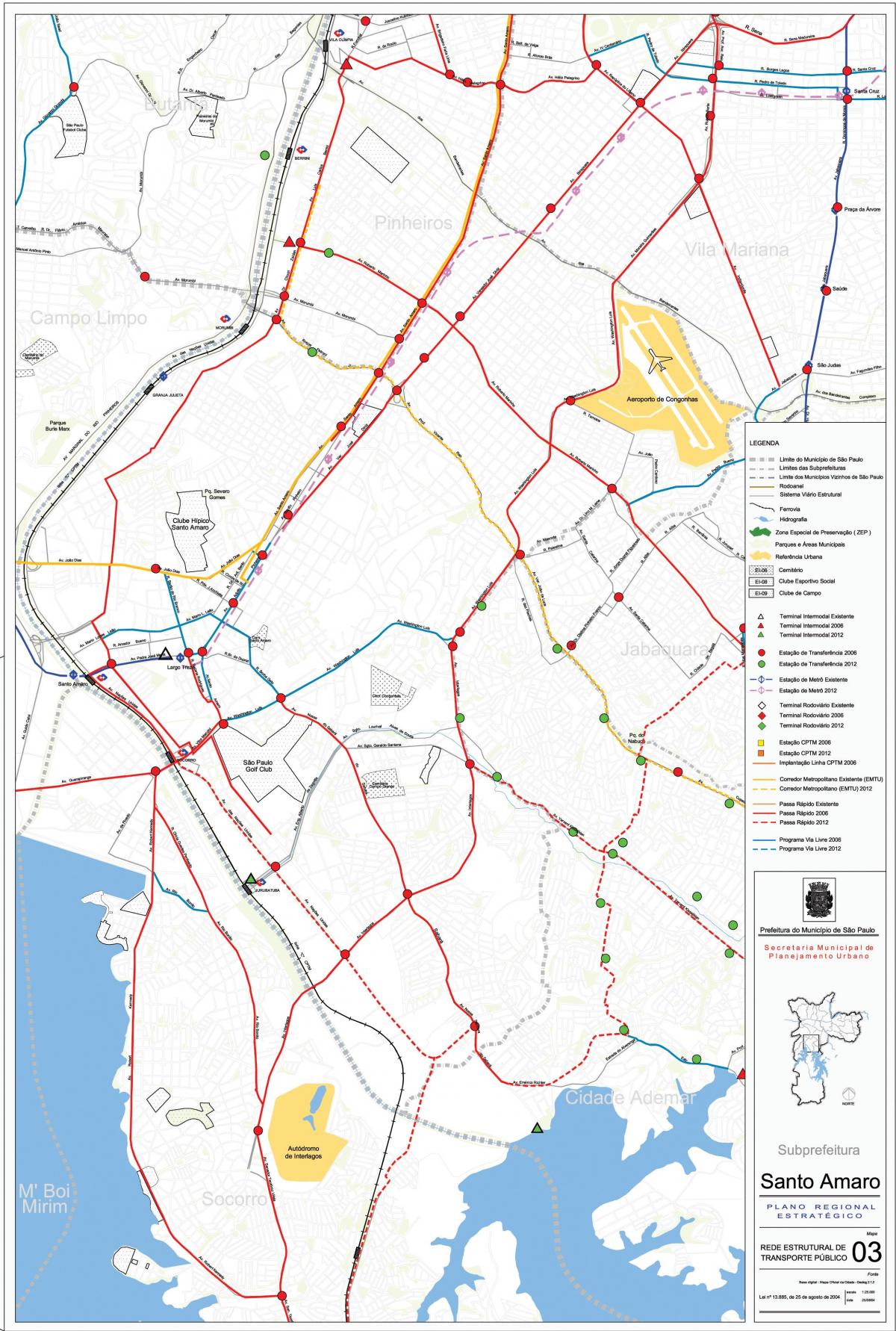 Kaart van Santo Amaro São Paulo - het Openbaar vervoer