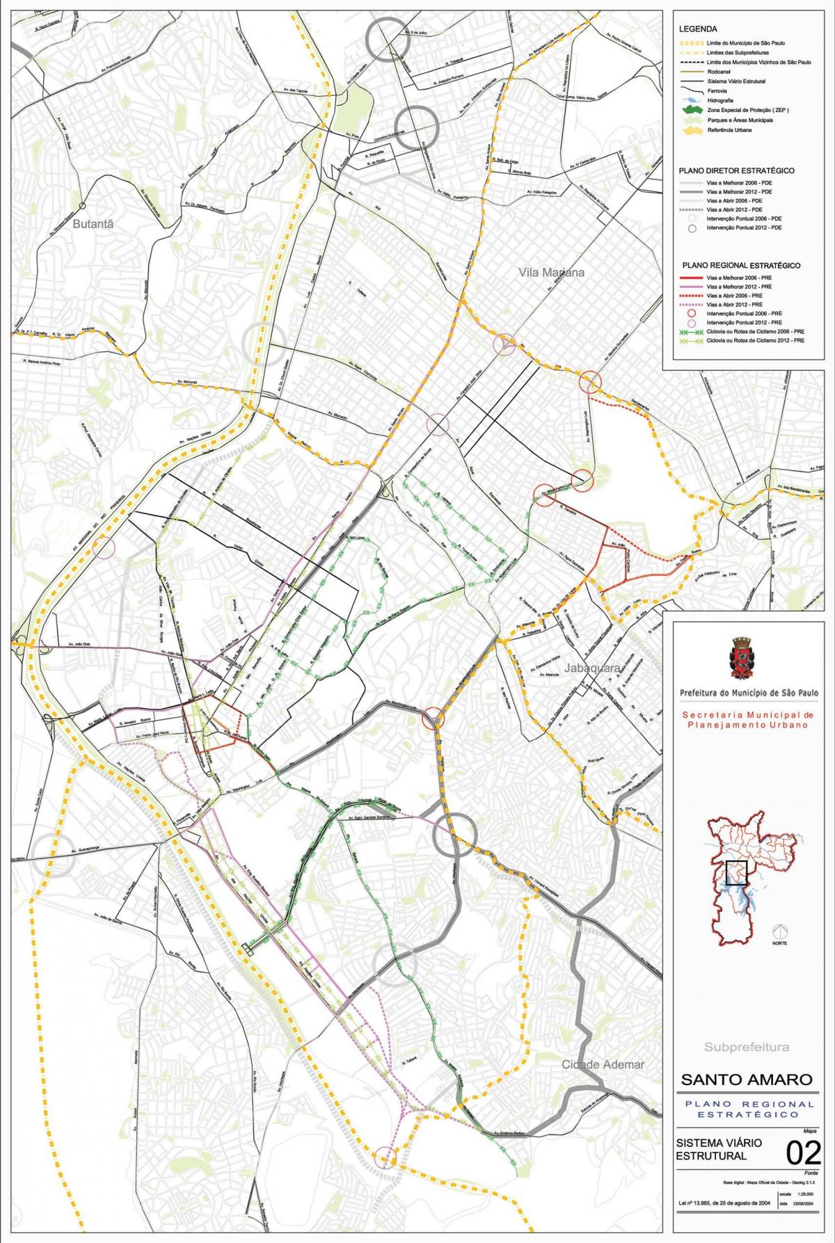 Kaart van Santo Amaro São Paulo - Wegen