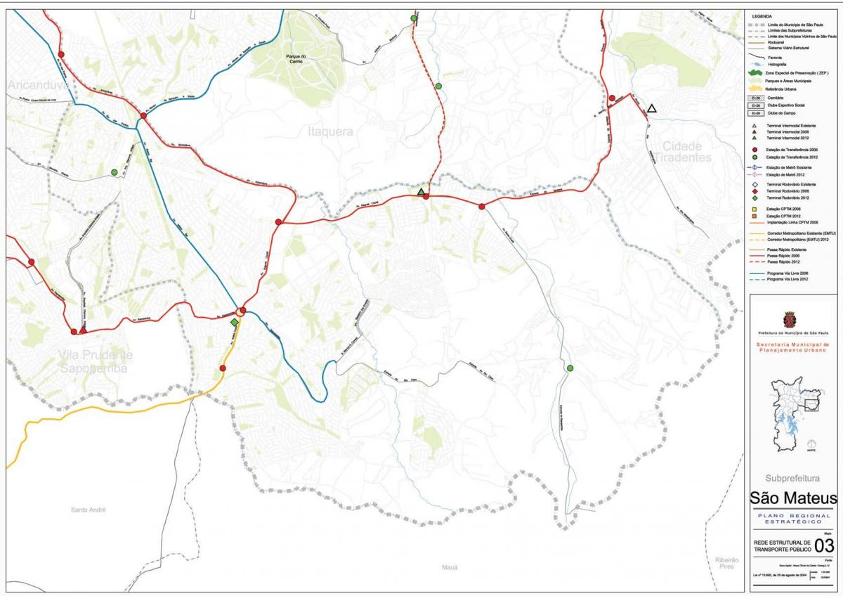 Kaart van São Mateus São Paulo - het Openbaar vervoer