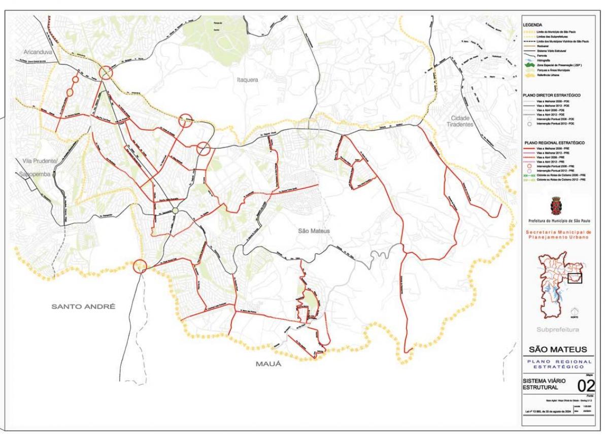 Kaart van São Mateus São Paulo - Wegen