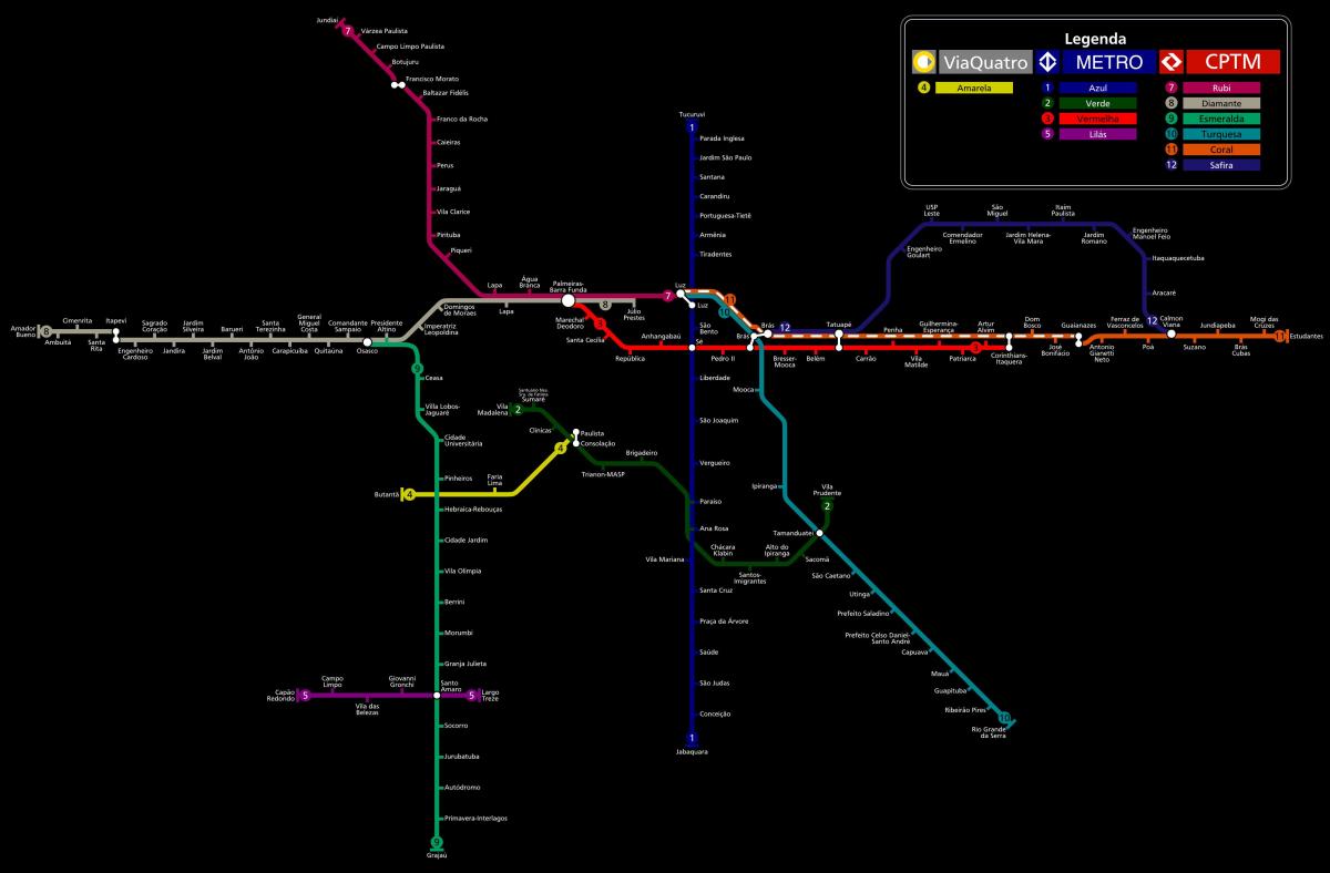 Kaart van São Paulo CPTM metro