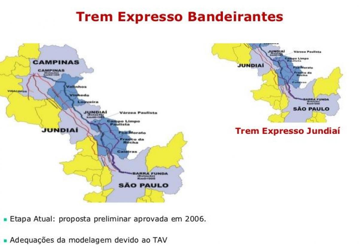 Kaart van São Paulo Expresso Bandeirantes