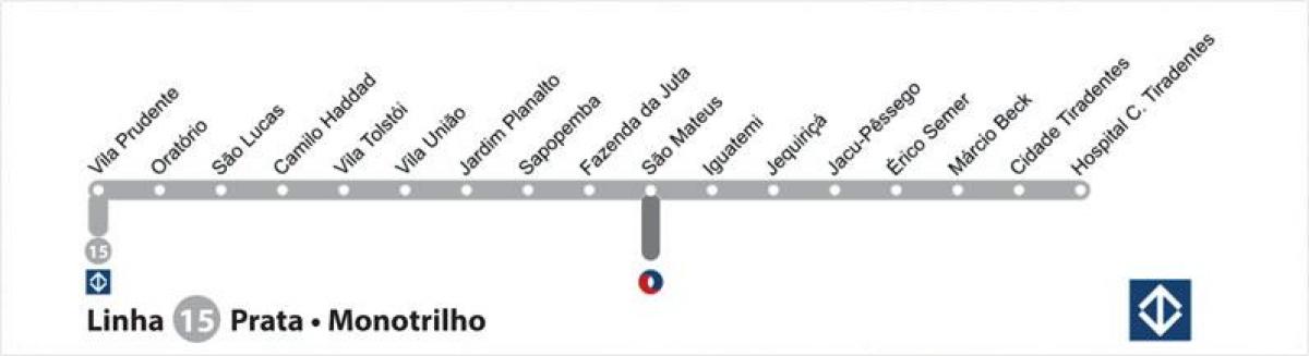 Kaart van São Paulo metro - Lijn 15 - Zilver