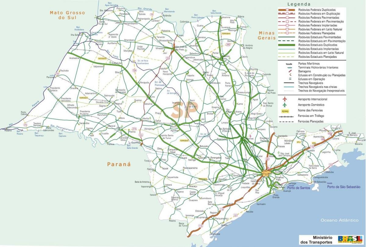 Kaart van São Paulo snelwegen