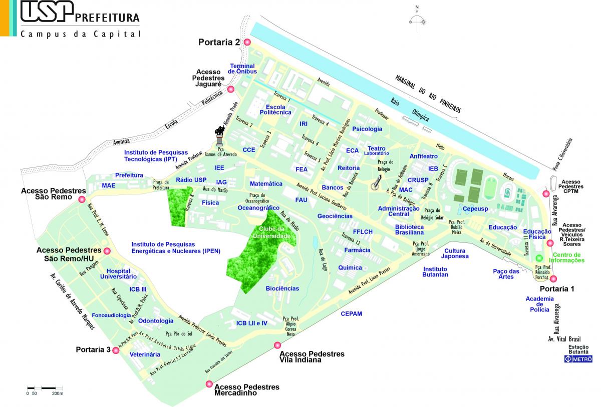Kaart van de universiteit van São Paulo - USP