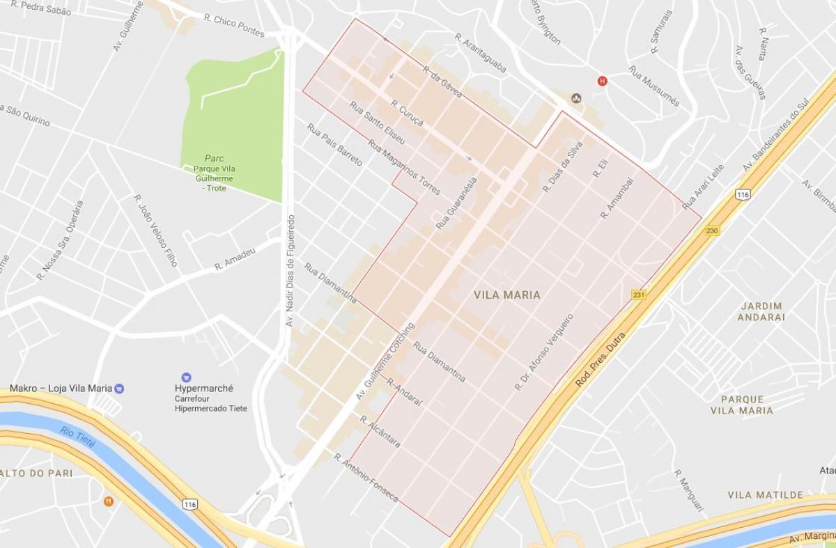Kaart van Vila Maria de São Paulo