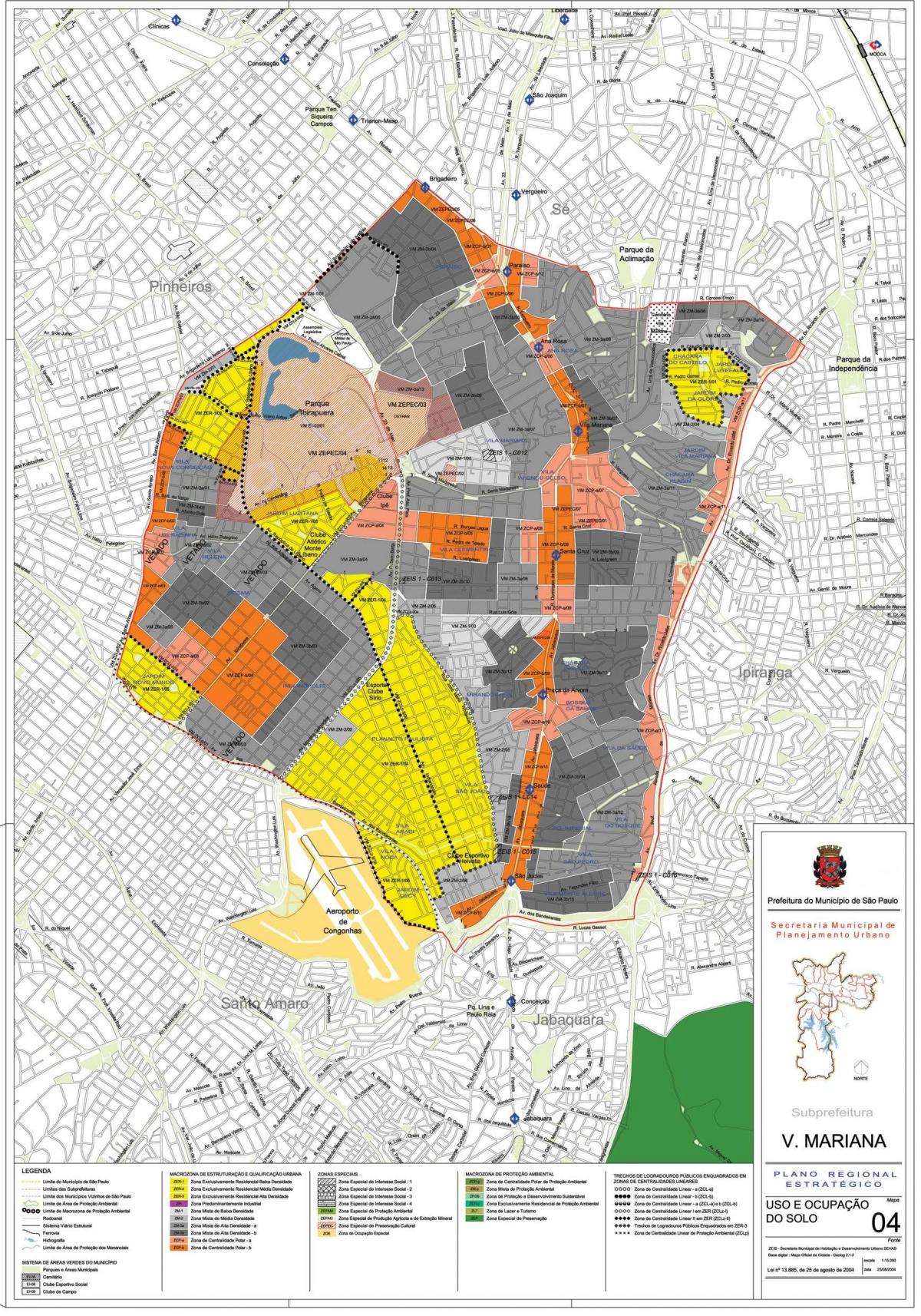Kaart van Vila Mariana São Paulo - Bezetting van de bodem