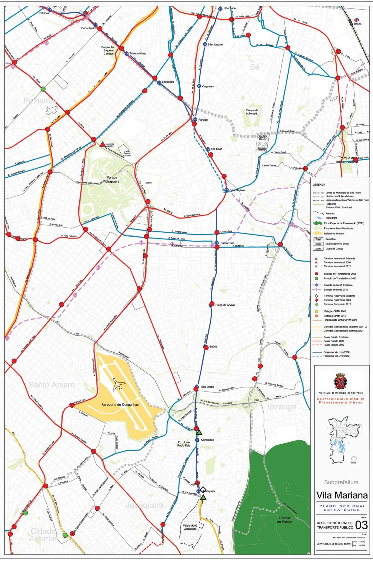 Kaart van Vila Mariana São Paulo - het Openbaar vervoer