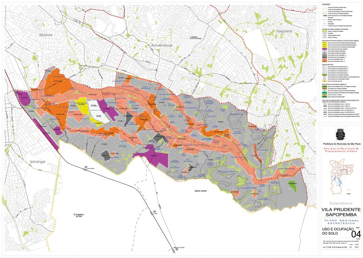 Kaart van Vila Prudente São Paulo - Bezetting van de bodem