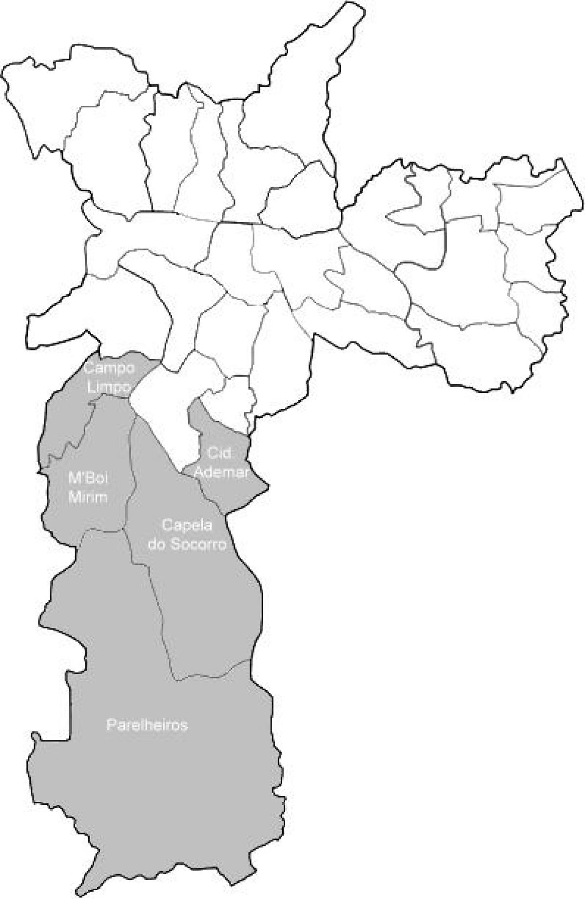 Kaart van zone Sul en São Paulo