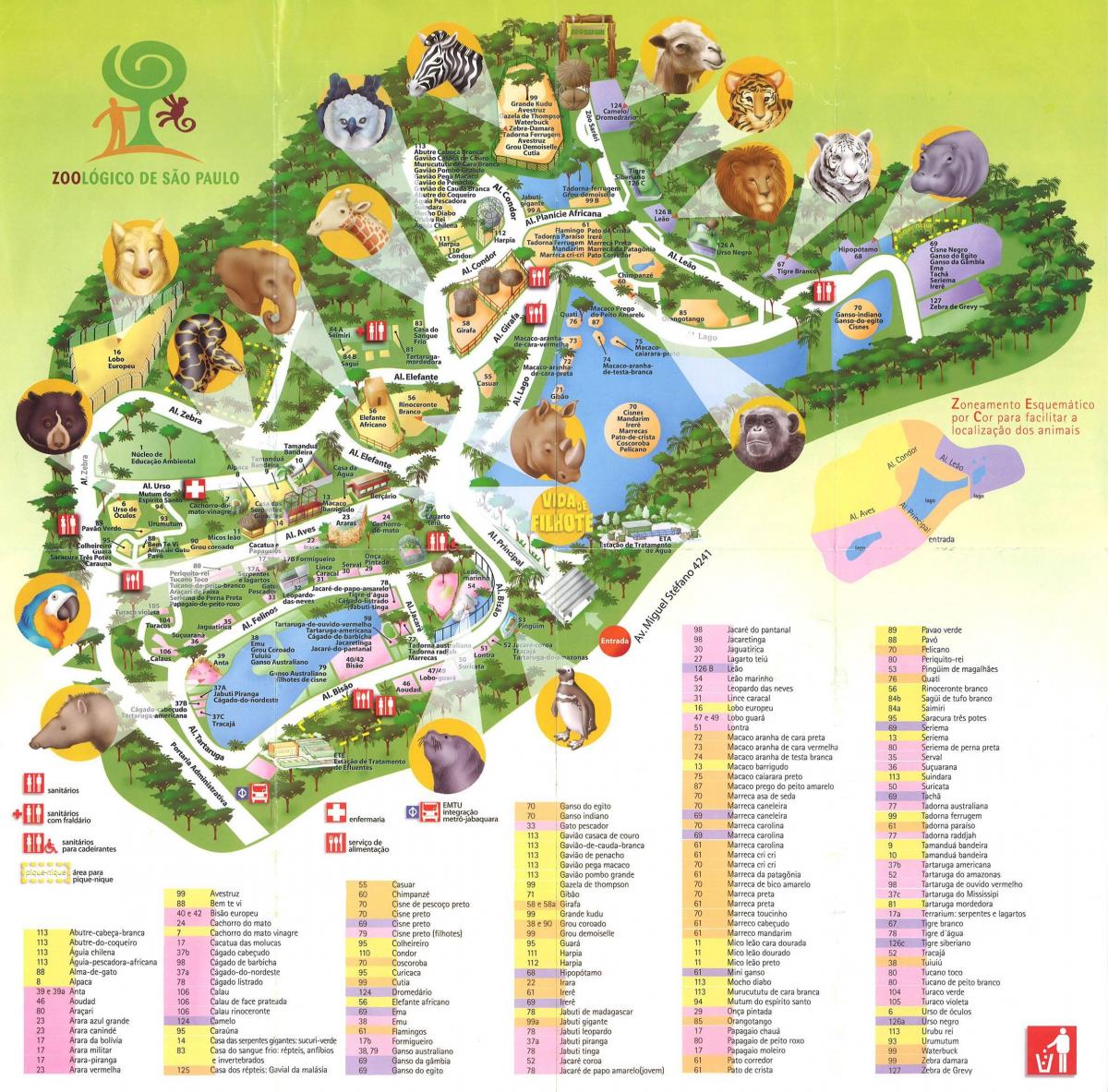 Kaart van de zoological park van São Paulo
