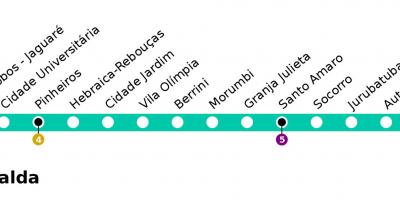 Kaart van CPTM São Paulo - Lijn 9 - Esmeralde