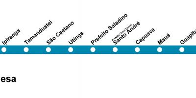 Kaart van CPTM São Paulo - Line 10 - Turquoise