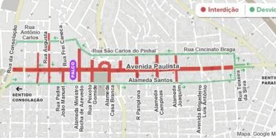 Kaart van de Paulista avenue in São Paulo