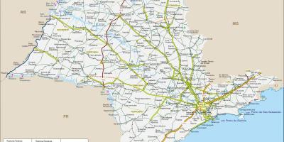 Kaart van de Staat São Paulo snelwegen