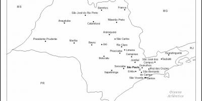 Kaart van São Paulo maagd - belangrijkste steden