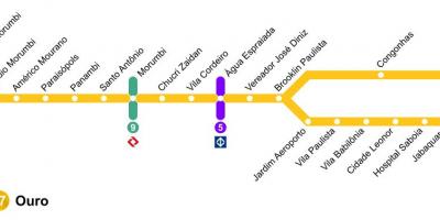 Kaart van São Paulo monorail - Lijn 17 - Goud
