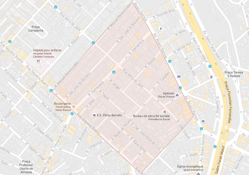 Kaart van Água Rasa São Paulo