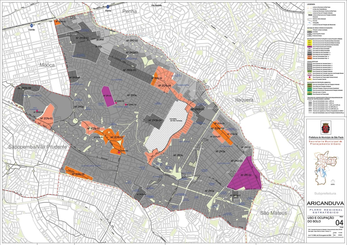 Kaart van Aricanduva-Vila Formosa São Paulo - Bezetting van de bodem
