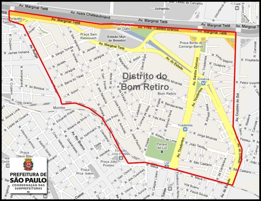 Kaart van Bom Retiro São Paulo