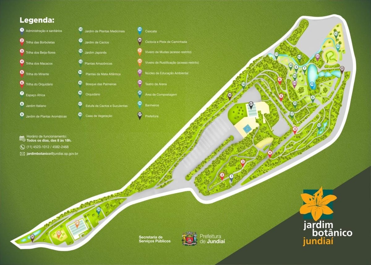 Kaart van botanische tuin Jundiaí