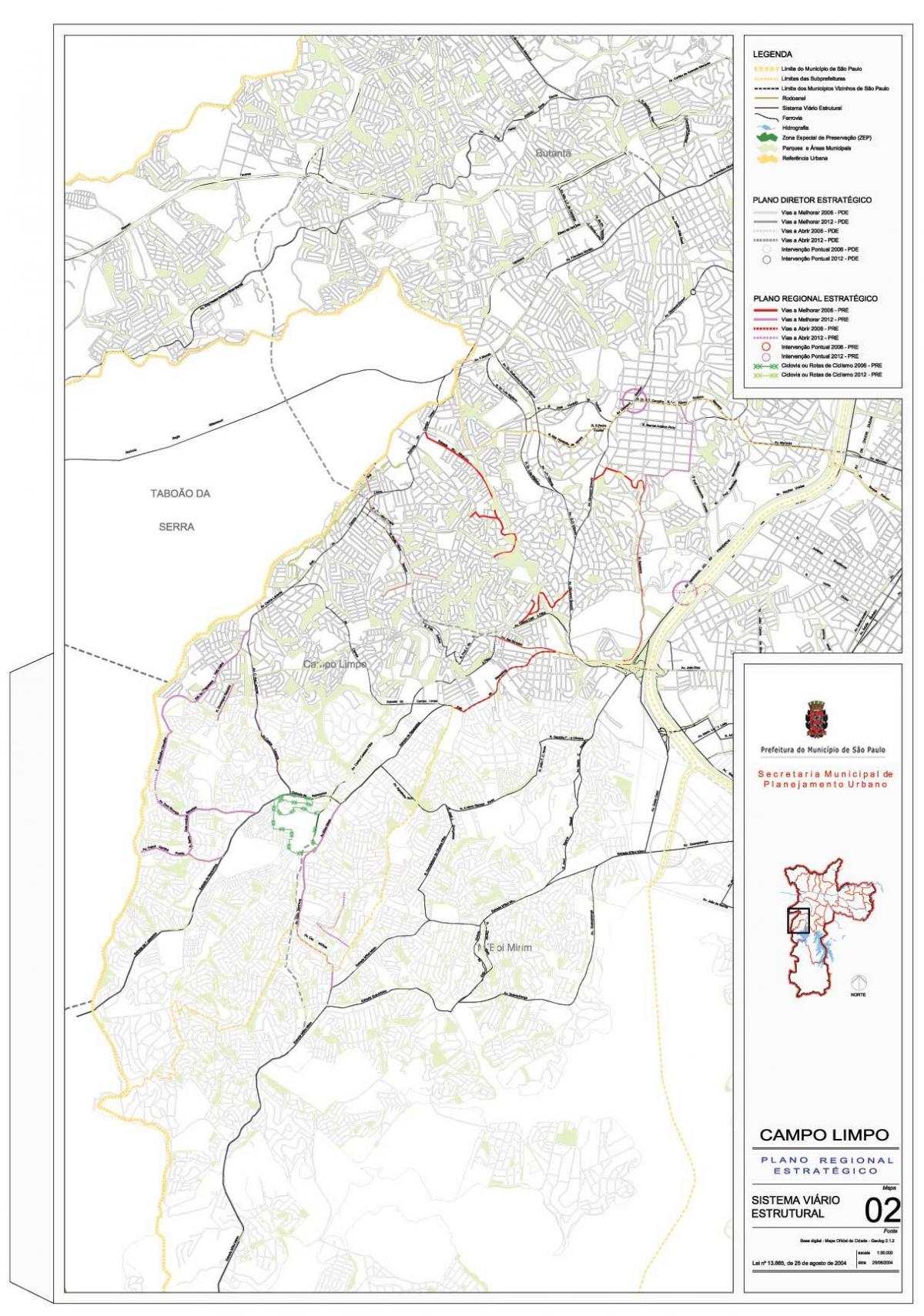 Kaart van Campo Limpo São Paulo - Wegen
