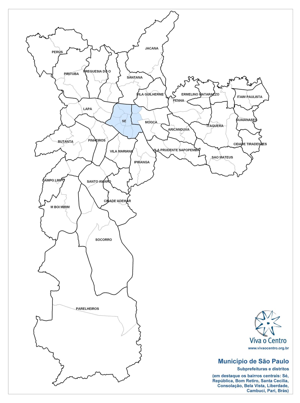 Kaart van Centraal-zone São Paulo