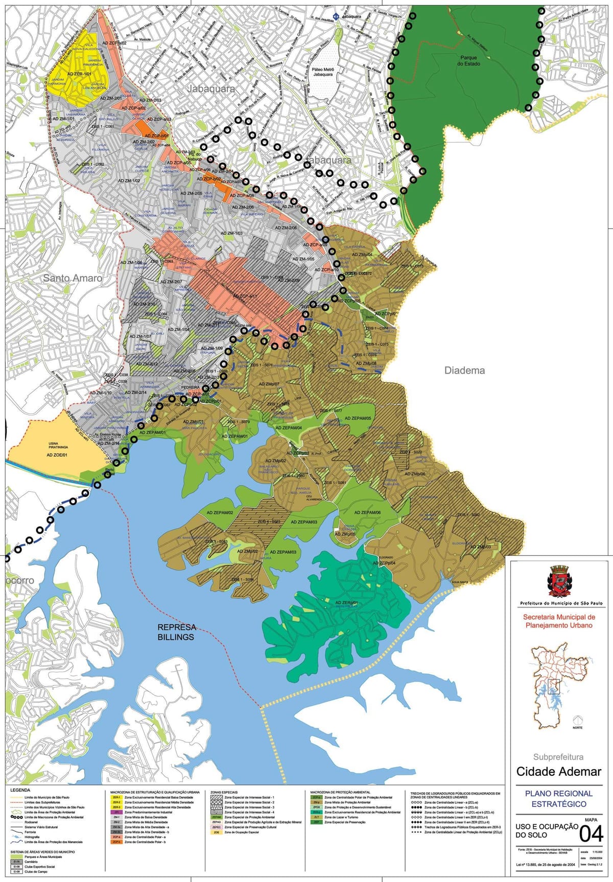 Kaart van Cidade Ademar São Paulo - Bezetting van de bodem