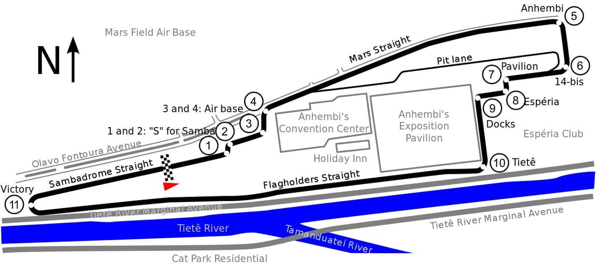 Kaart van het Circuit van Anhembi São Paulo