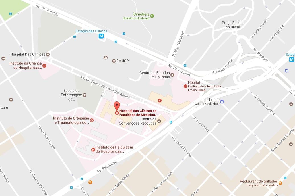 Kaart van Clínicas ziekenhuis