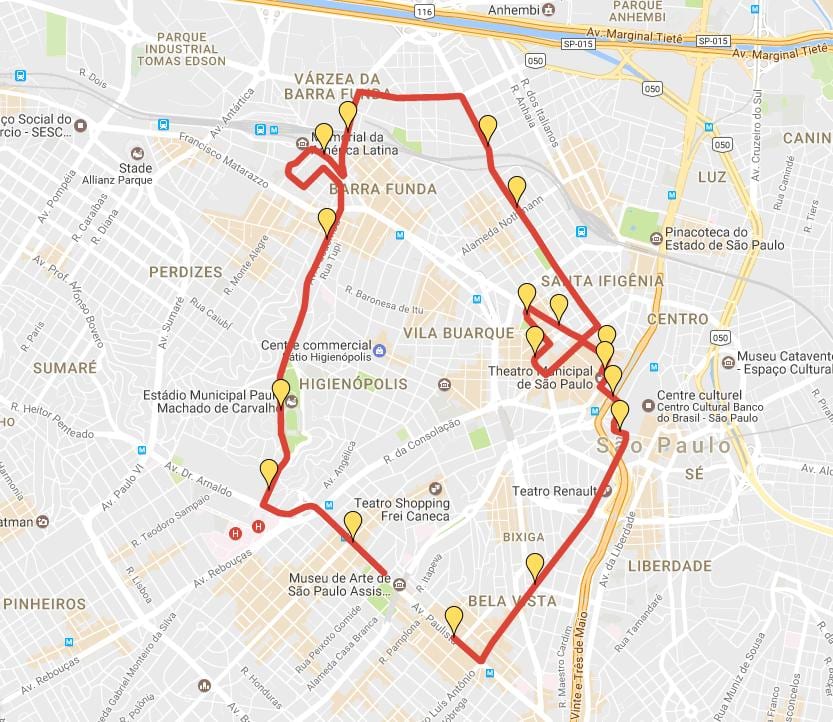 Kaart van de Corrida Internationale São Silvestre