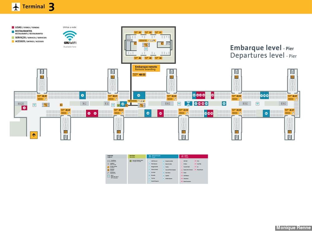 Kaart van de internationale luchthaven van São Paulo-Guarulhos - Terminal 3